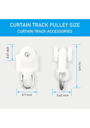 Tenfowee 20 Adet Beyaz Tavan Perde Rulman Seti - Pürüzsüz Kaydırma Fonksiyonu