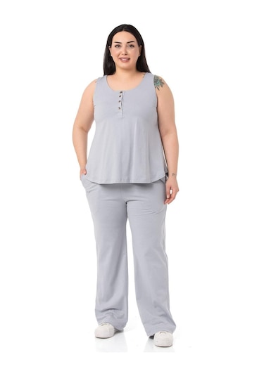 Büyük Beden Penye Açık Gri Eşofman Takımı-açık Gri Açık Gri