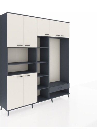 Hyperion Dolap 11 Raflı Tek Çekmeceli 7 Kapaklı 220x44x243 Antrasit-aytaşı/antrasit Aytası/antrasıt Hyperion Dolap 11 Raflı Tek Çekmeceli 7 Kapaklı 220x44x243 Antrasit-aytaşı/antrasit Aytası/antrasıt