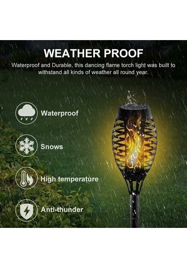 Gajeena Güneş Enerjili Alev Feneri, 4 Adet 12 Led Işıklı, Ip65 Su Geçirmez, Otomatik Aç-kapa, Bahçe, Çimen, Yol Dekorasyonu Için Alevli Güneş Feneri