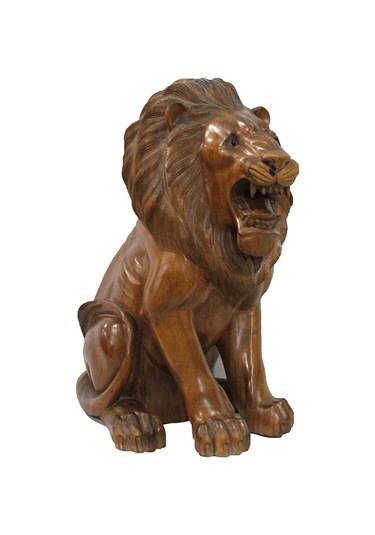 Ahşap Aslan Figürü 50 Cm Renkli