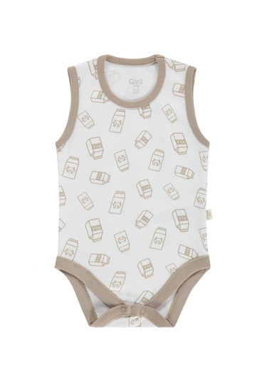 Civil Baby Milk Baskılı 2'li Set 3-18 Ay Çıtçıtlı Badi - Ekru