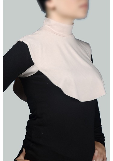 Altobeh Düz Balıkçı Yaka Boğazlı Penye Tesettür Kadın Yakalık Boyunluk - Bej