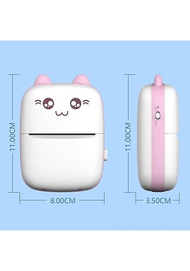 Padalink Pembe Mini Isı Yazıcı - 57mm, Bluetooth, 200dpi, Etiket/liste Yazdırma, 1 Adet Isı Kağıdı, Taşınabilir, Usb