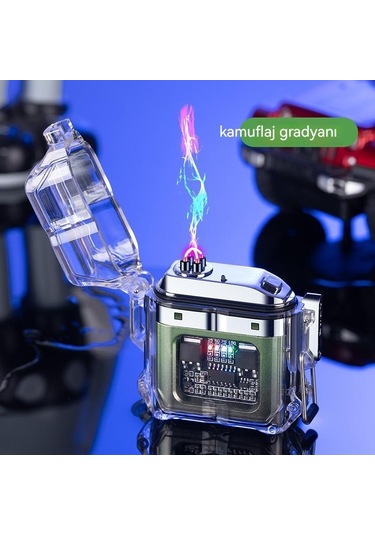 Oloey Su Geçirmez Elektronik Darbeli Çakmak Açık Rüzgar Geçirmez Çakmak