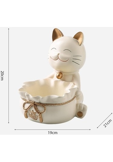 Lijinxu Magideal Reçine Şanslı Kedi Heykeli