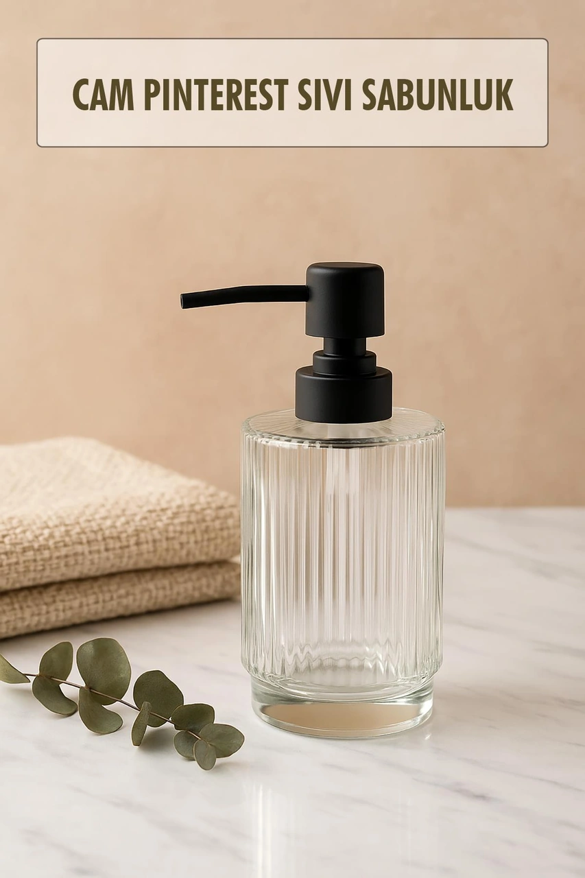 Cam Şeffaf Sıvı Sabunluk 200 Ml Banyo Lavabo Şeffaf