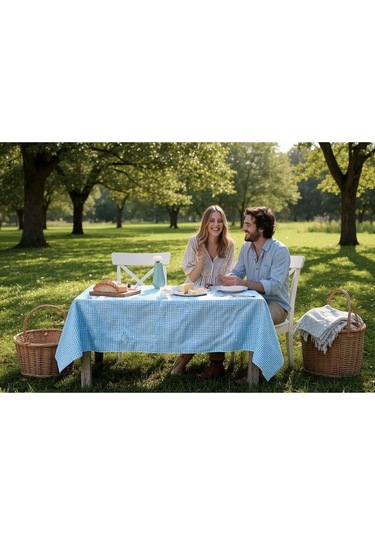 Pötikare Piknik Örtüsü - Masa Örtüsü- Sofra Bezi 160 160 Cm Mavi
