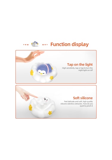H48018wpu Sevimli Qq Ayı Penguen Gece Lambası Taşınabilir Silikon Beyaz Diğer