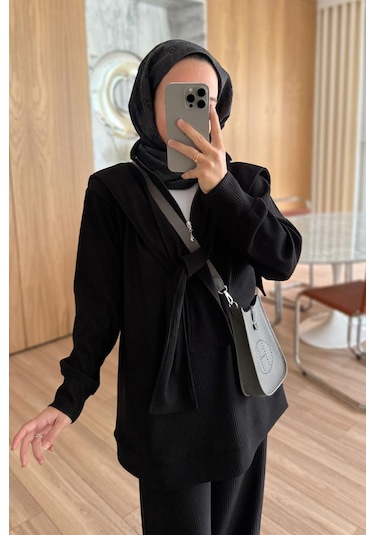 Omuz Atkılı 3'lü Takım - Siyah Siyah