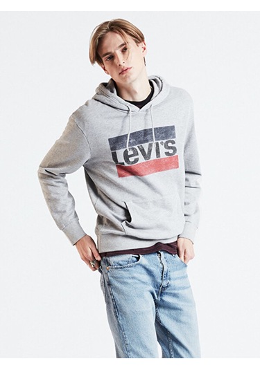 Sport Graphic Hoodie Gri