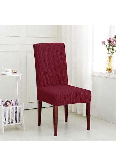 Şarap Kırmızısı 1/2/4/6 Adet Elastik Sandalye Örtüleri Spandex Yemek Sandalyesi Slipcover Yemek Odası Düz Renk Sandalye Kılıfı Düğün Otel Ziyafet İçin 1-pcs