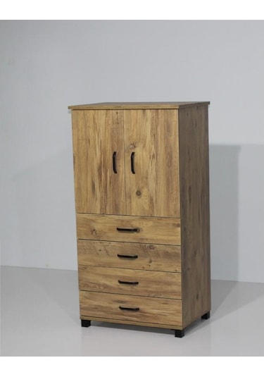 4 Çekmeceli Raflı Elbise Dolabı 61x44x128cm Çam