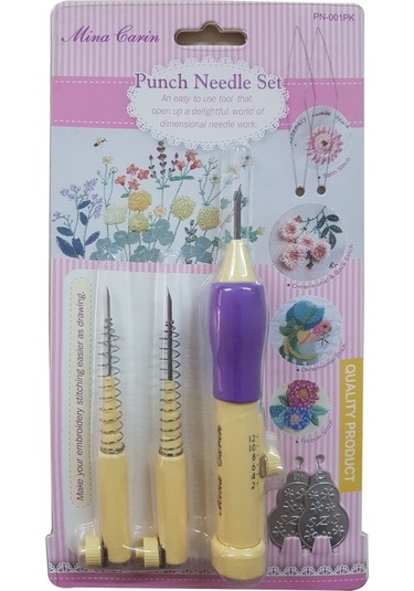 Mina Carin Marka Punch İğnesi Seti, 3 Farklı İğne Ve İplik Geçirici