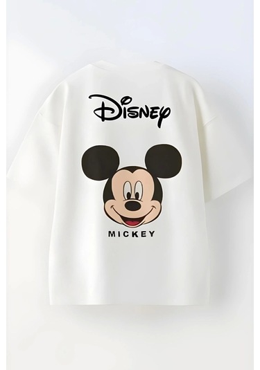 Unisex Bebek & Çocuk Mickey Mouse Baskılı Pamuklu Bisiklet Yaka Beyaz T-shirt Ve Şort Alt Üst Takım Beyaz