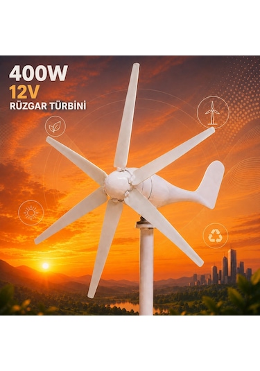 400w 12v Rüzgar Türbini + Şarz Kontrol Cihazı