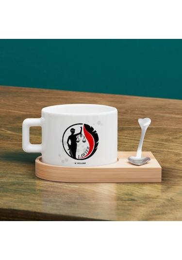 Bk Gift Kişiye Özel İsimli Avukat Tasarımlı-12, Ahşap Altlıklı Seramik Fincan, Meslek Hediyesi, Yeni İş Hediyesi Kobitmeyen137921 Bk Gift