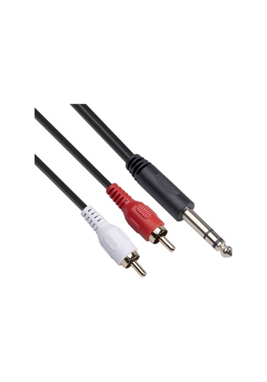 Cbtx Erkek Çift RCA Erkek Stereo Ses Adaptörü Kablosu 6.35MM 1.5 Metre