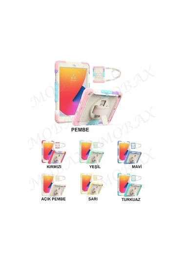 Apple Uyumlu iPad Air 1 9.7" Kılıf Renkli Strap Zırh Case A1474 A1475 A1