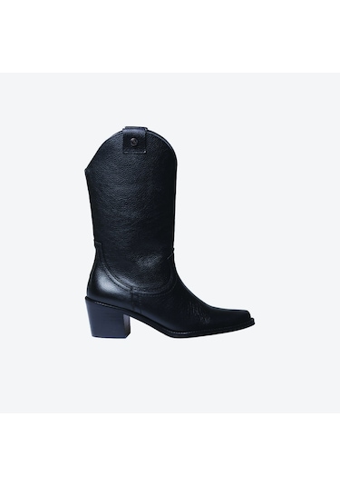 Negre Bot Kadın Ubeda Toni Pons Leather Cowboy Ankle Boots Wıth Heel Siyah