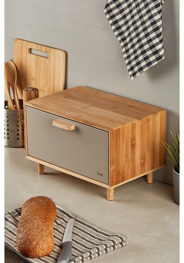 Eligio Bambu Ekmek Dolabı Gri