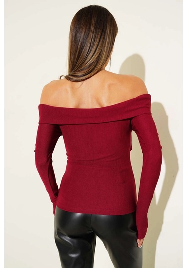 Madonna Çapraz Yaka Bluz Bordo T4331 Bordo