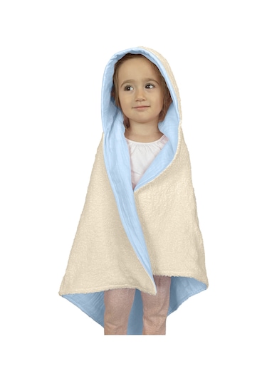 %100pamuk Kapşonlu Bebek Çocuk Banyo Havlusu Çift Yönlü M-bej