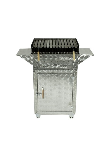 Dolaplı Kanatlı Lama Izgaralı Çekmeceli Mangal (4 Tekerlekli) MTH