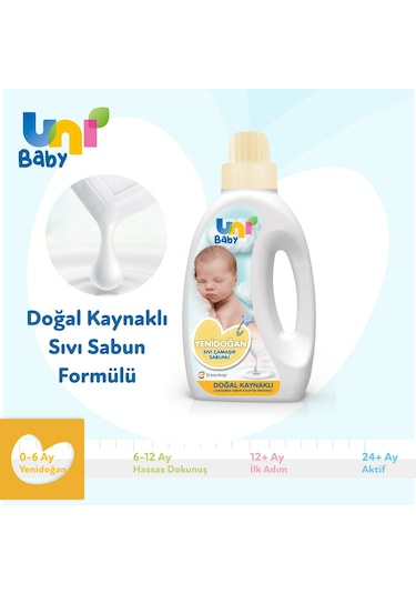 Uni Baby Parfümsüz Hipoalerjenik Yenidoğan Sıvı Çamaşır Sabunu 2 x 1500 ML