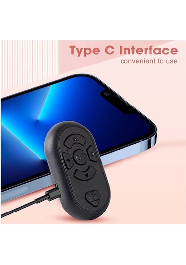 Tiktok Bluetooth Uzaktan Kumanda Düğmesi Sayfa Çevirici Video Kaydı Selfie Kumandası - Siyah