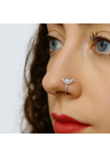 Deliksiz Gümüş Sıkıştırmalı Melek Figürlü Hızma 925 Ayar Sarı