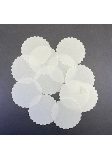 500 Adet Tek Kullanımlık Beyaz Desenli Kağıt Bardak Altlığı 80 Mm Beyaz