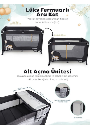 Prego Atlanta Max Alt Açma Üniteli Oyun Parkı + Yatak