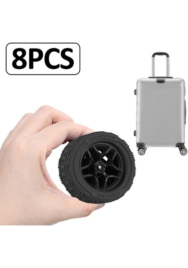 Homyl 8x Silikon Bagaj Tekerleği Çoğu Bavul Siyahı Siyah Siyah
