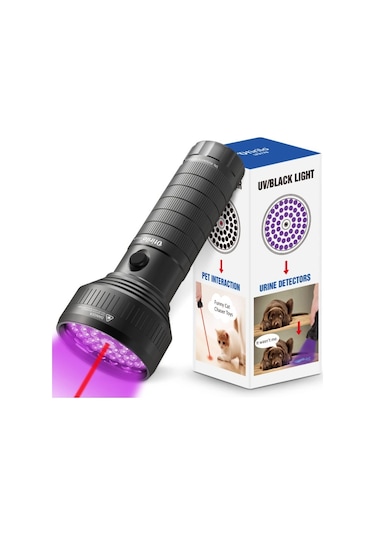 Otirilio 51 Led Uv Balıkçı Feneri Ve Lazer Pointer Mor Işık Siyah