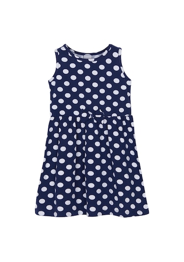 Lovetti Kız Çocuk Polka-Dot Desen Kolsuz Elbise 5757-55X049 Lacivert