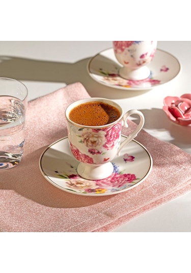 Nehir Öykü 6 Kişilik 12 Parça Porselen Kahve Fincan Takımı