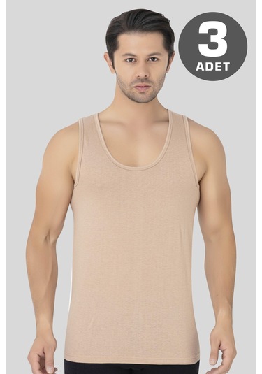 Erkek Ten Rengi Penye Atlet %100 Pamuk 3'lü Paket Ten