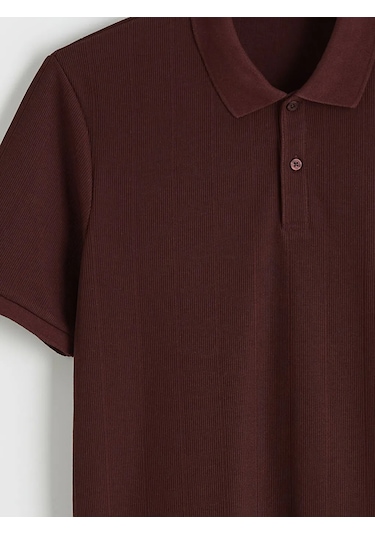 Lc Waikiki Bordo Polo Yaka Çizgili Erkek Tişört