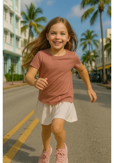 Mercan Çocuk T-shirt Kız Erkek Unisex %100 Pamuk Mercan