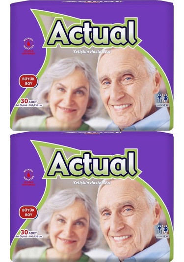 Actual Yetişkin Hasta Bezi Bel Bantlı L-Büyük 60 Adet (2Pk*30)