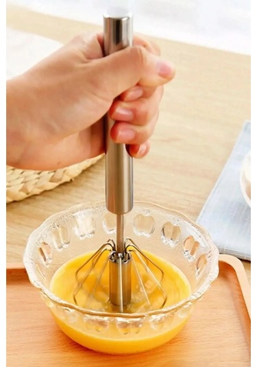 Pratik Paslanmaz Çelik Basmalı Otomatik Çırpıcı Metal Çırpıcı 1 Adet Uzunluk 30cm Renkli