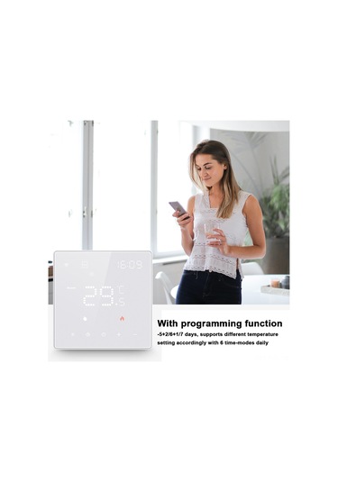 Padalink Siyah Tuya Wifi Elektrik Isıtıcı Termostati 16a - Lcd Ekran, Uygulama Ve Ses Kontrolü İle Ev Isı Yönetimi