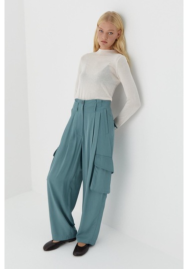 Dökümlü Kargo Pantolon Mint Mint
