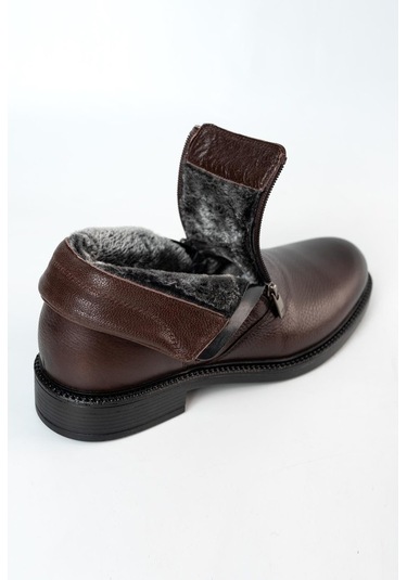 Smart Içi Kürklü Eva Taban Çift Fermuarlı Hakiki Deri Erkek Bot