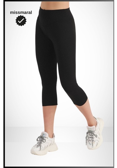 Kadın Siyah Yüksek Bel Toparlayıcı Kapri Tayt Dar Paça Karyoka Dikiş Detaylı Capri 1020 SiYAH