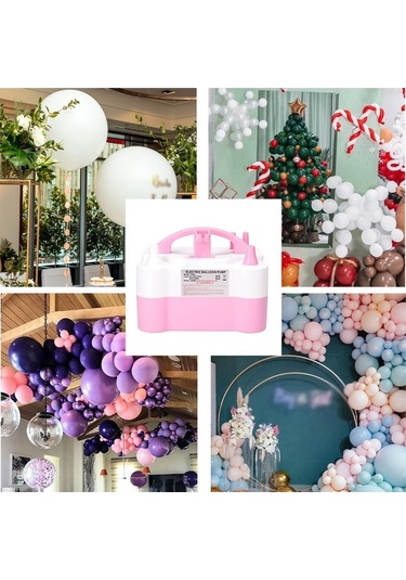 Supermarket1 Ev Ve Parti Kullanımı İçin 600w Hızlı Balon Şişirici, 2 Ağızlı Pompa, 220v, Pembe-beyaz, Eu Standartı