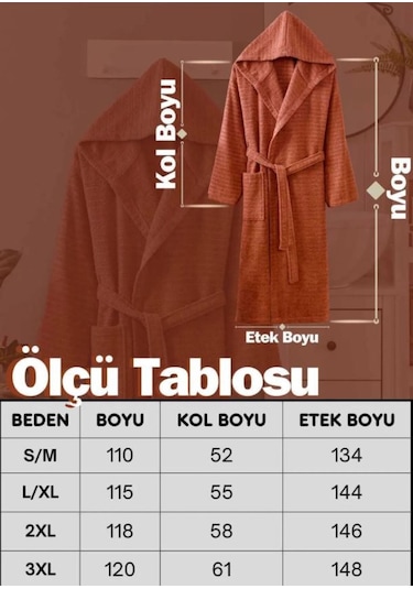 Kapüşonlu Bornoz Doğa Kiremit S/m Kiremit