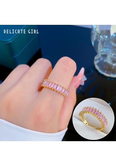 Ayarlanabilir Açıklığa Sahip Zarif Zirkon Yüzük No.22 Çok Renkli