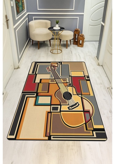 Modern Desenli Dijital Baskı Kaymaz Taban Halı H0962 Renkli